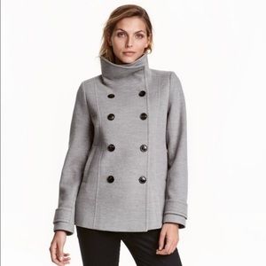 H&M Double Breasted Grey Pea Coat